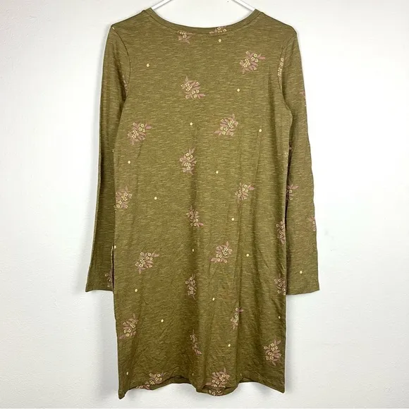 NWT Toad &amp; Co Windmere II Long Sleeve Shift Dress Green Fir Spray Floral Print
