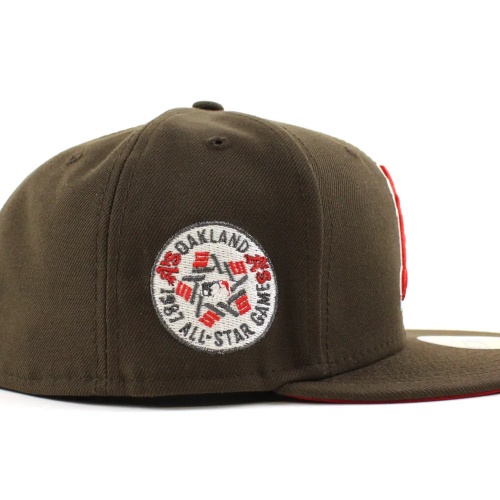 Oakland Athletics 1987 All-Star Game New Era 59Fifty Fitted Hat (GITD Walnut Red Under Brim)