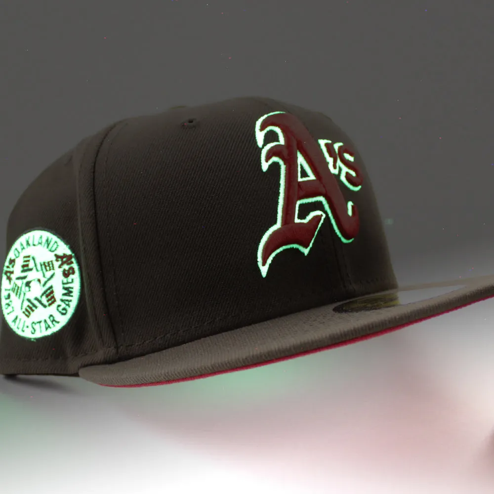 Oakland Athletics 1987 All-Star Game New Era 59Fifty Fitted Hat (GITD Walnut Red Under Brim)
