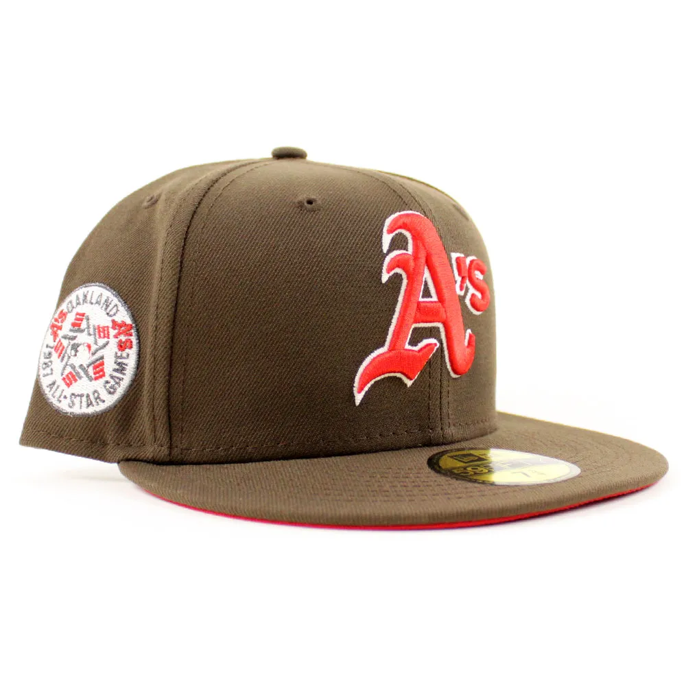 Oakland Athletics 1987 All-Star Game New Era 59Fifty Fitted Hat (GITD Walnut Red Under Brim)