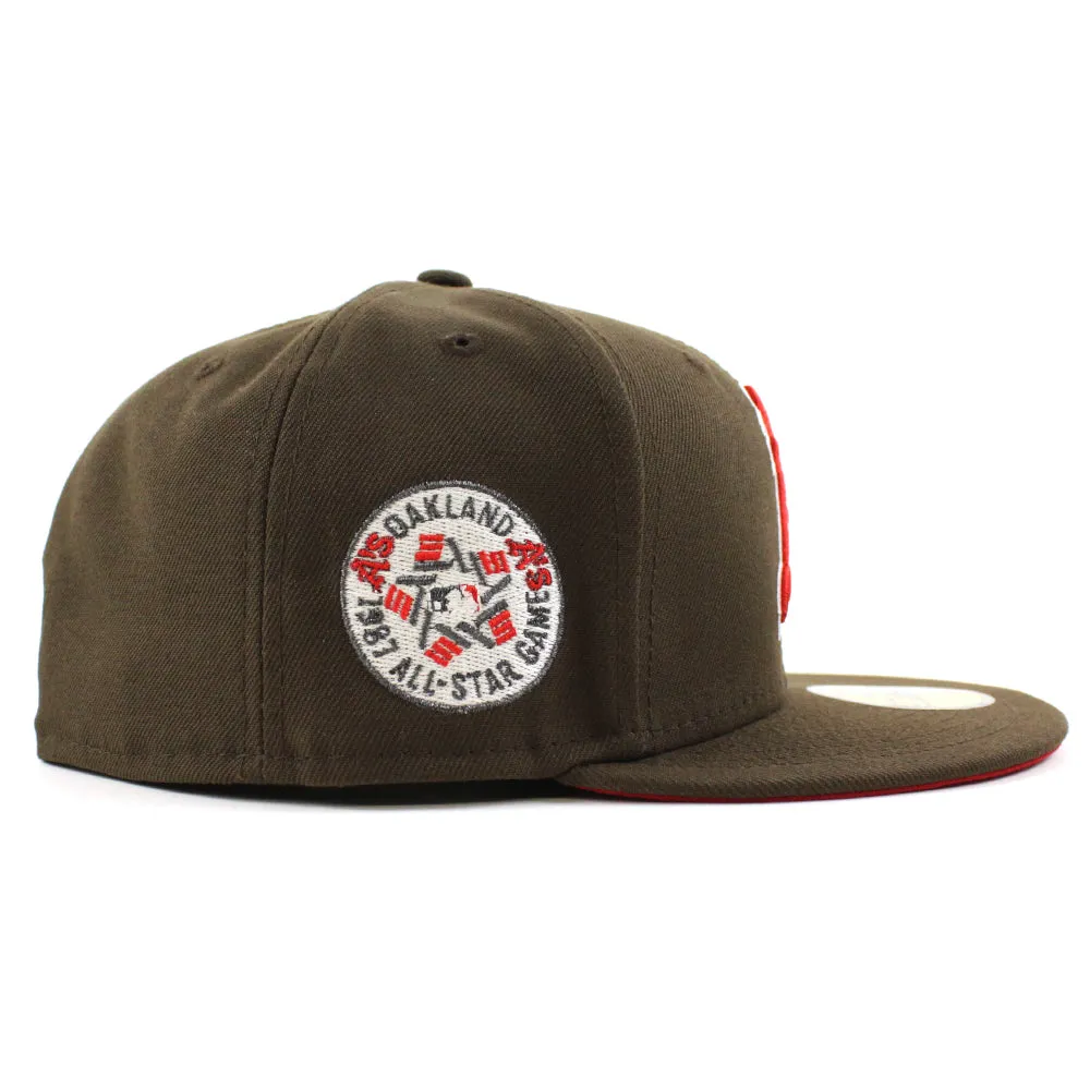 Oakland Athletics 1987 All-Star Game New Era 59Fifty Fitted Hat (GITD Walnut Red Under Brim)
