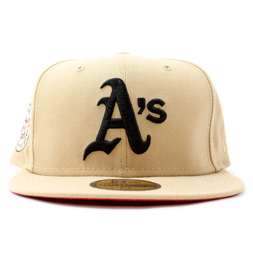 Oakland Athletics 1987 All Star Game New Era 59Fifty Fitted Hat (Glow in the Dark Camel Red Under Brim)