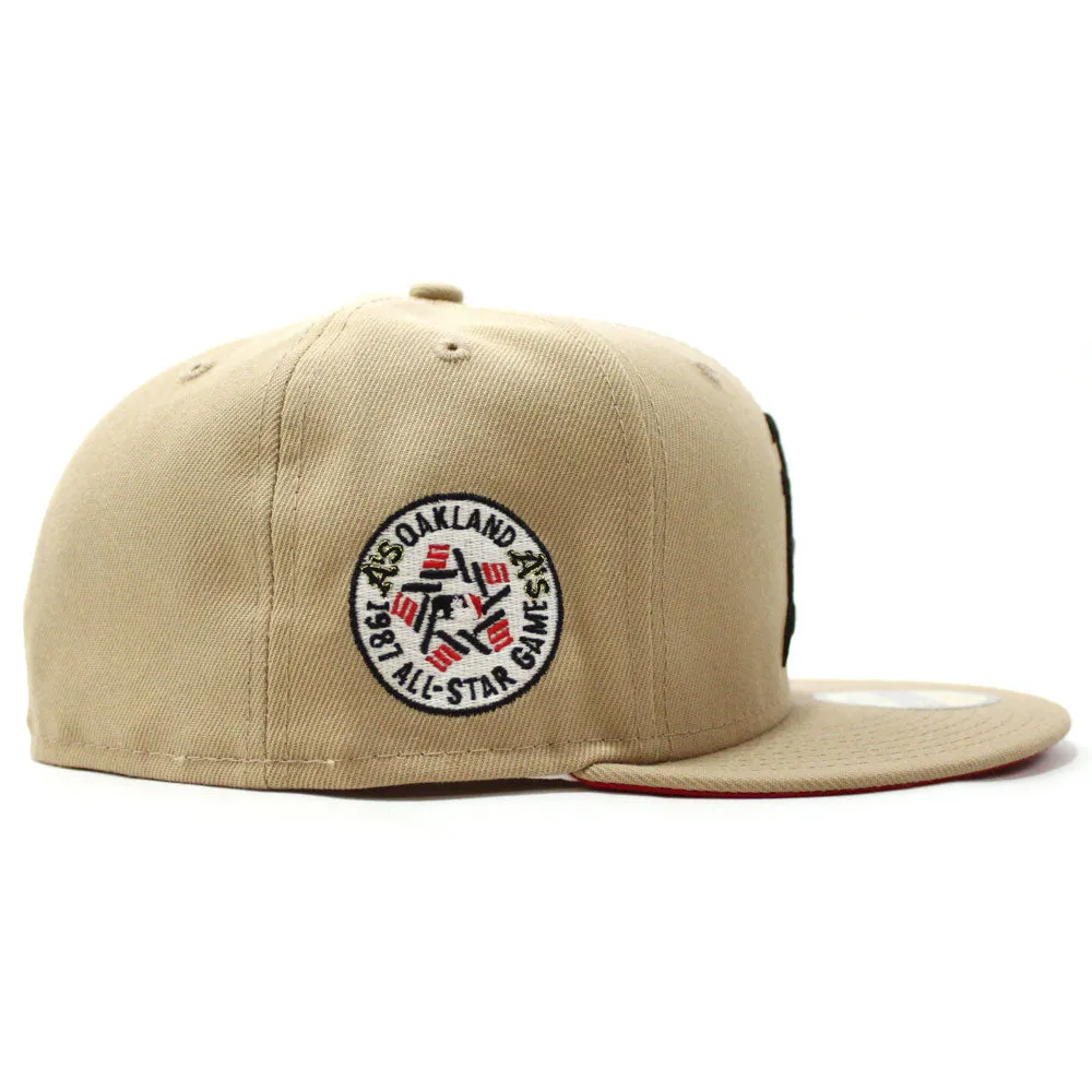 Oakland Athletics 1987 All Star Game New Era 59Fifty Fitted Hat (Glow in the Dark Camel Red Under Brim)