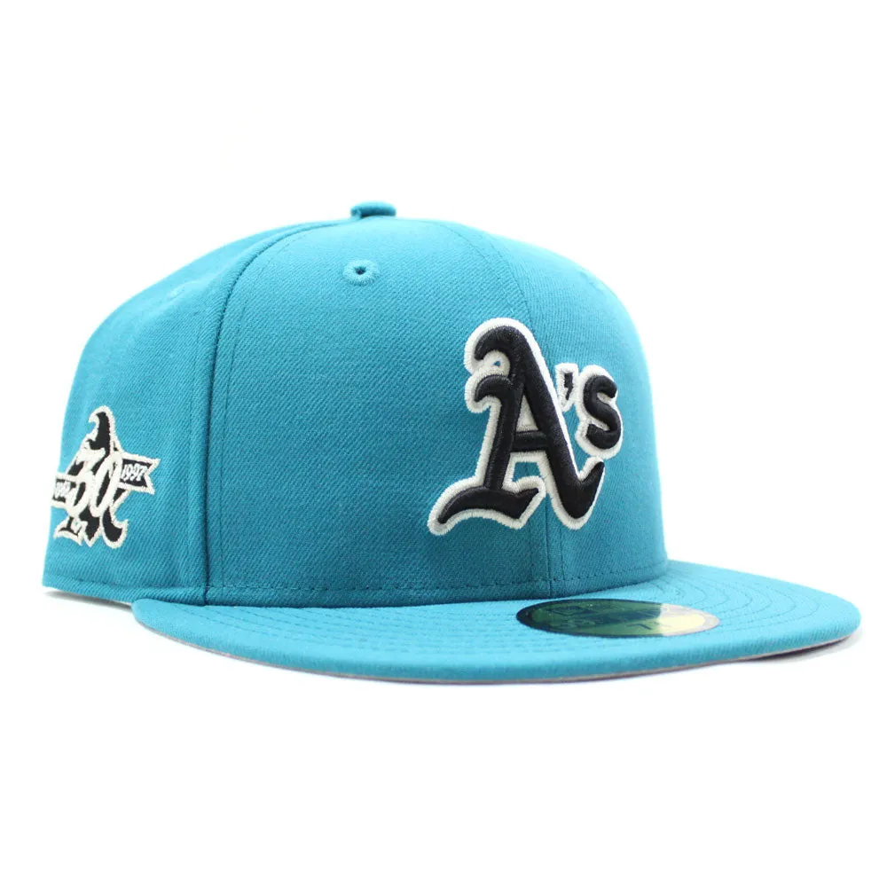 Oakland Athletics 30th Anniversary New Era 59Fifty Fitted Hat (Glow in the Dark Turquoise Gray Under Brim)