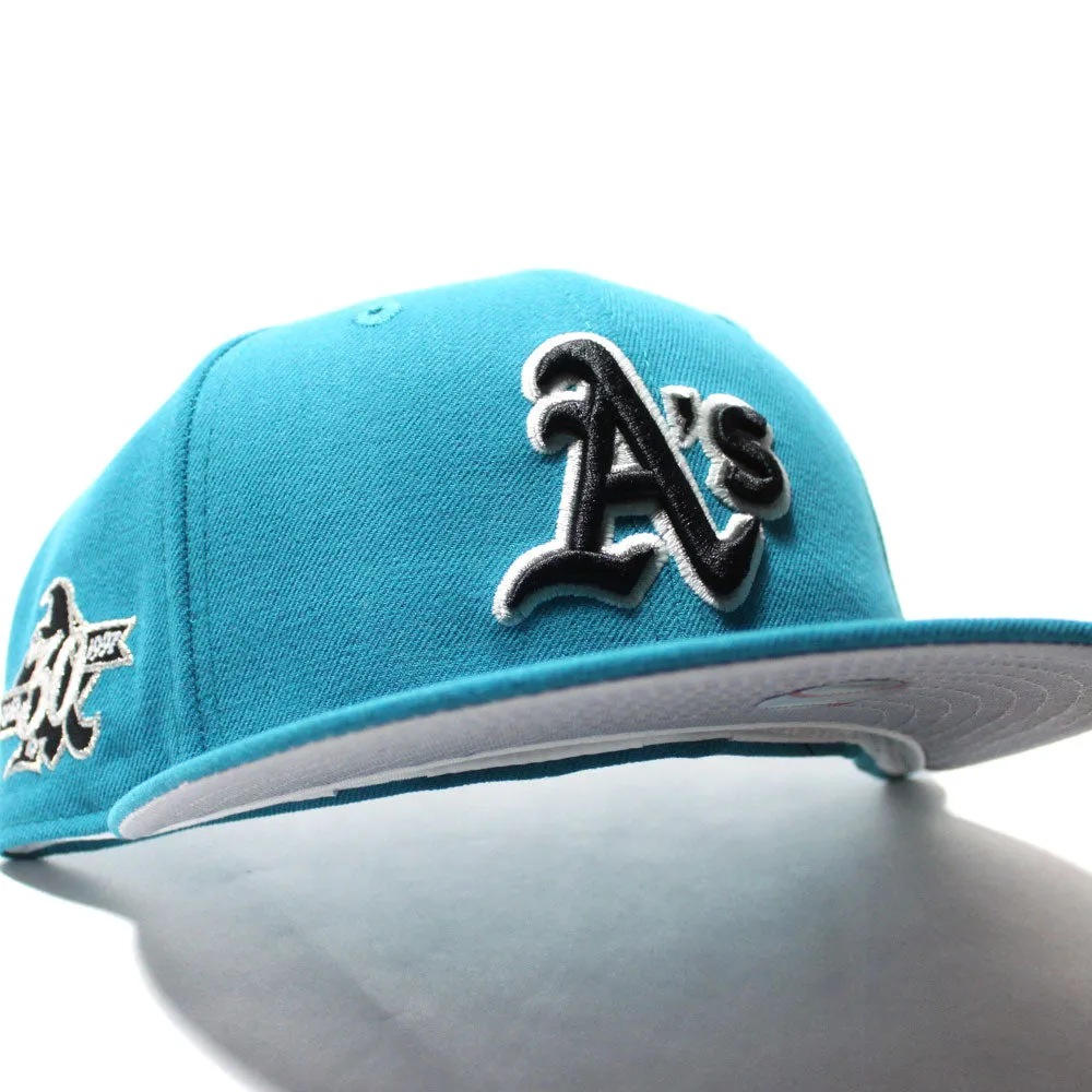 Oakland Athletics 30th Anniversary New Era 59Fifty Fitted Hat (Glow in the Dark Turquoise Gray Under Brim)