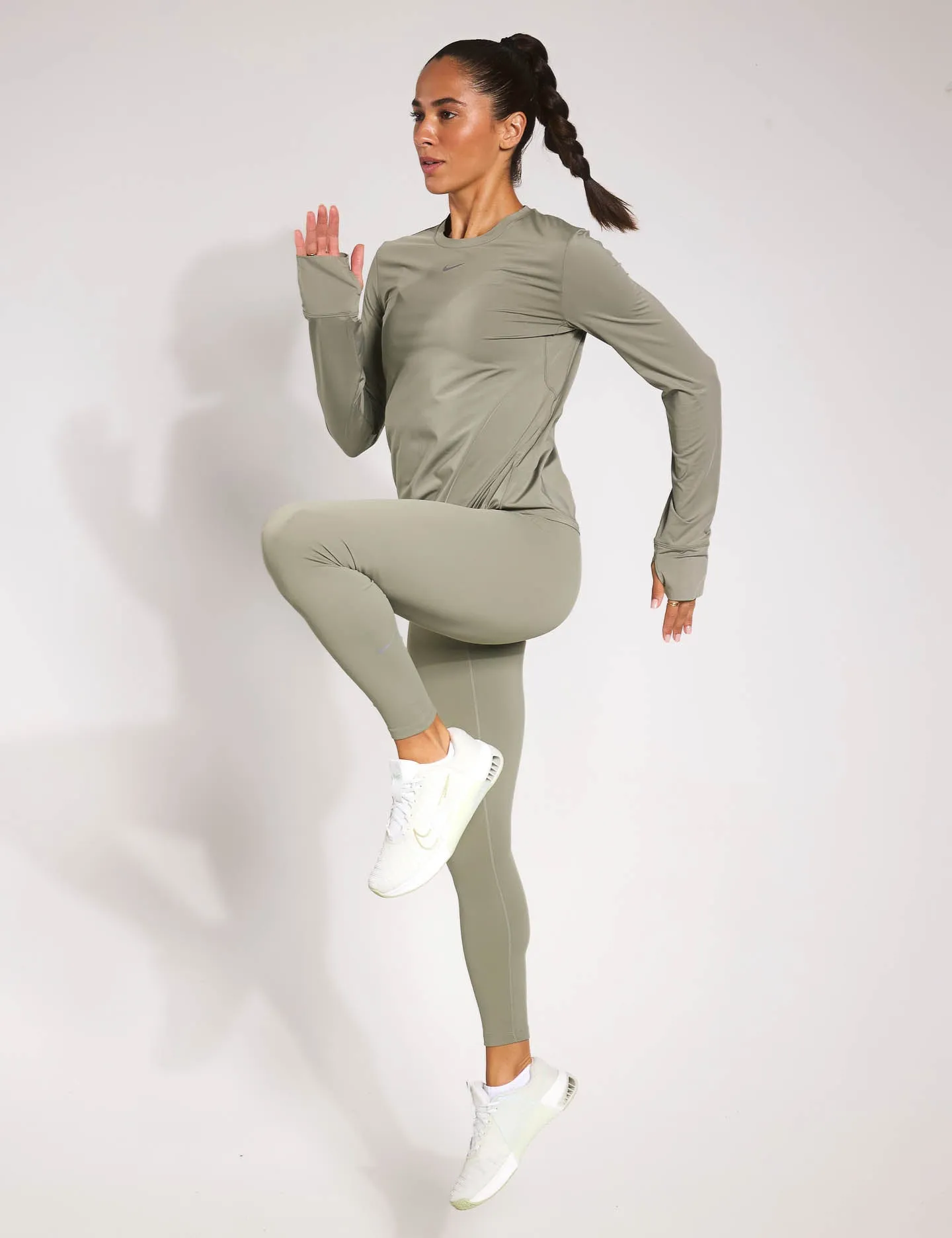 One High Waisted Leggings - Light Army/Black