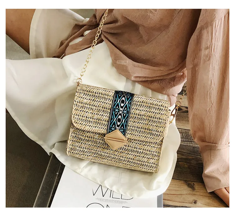 One-shoulder Straw Small Bag Female Fashion Wild Simple Casual Girl Chain Bag