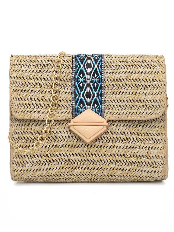 One-shoulder Straw Small Bag Female Fashion Wild Simple Casual Girl Chain Bag