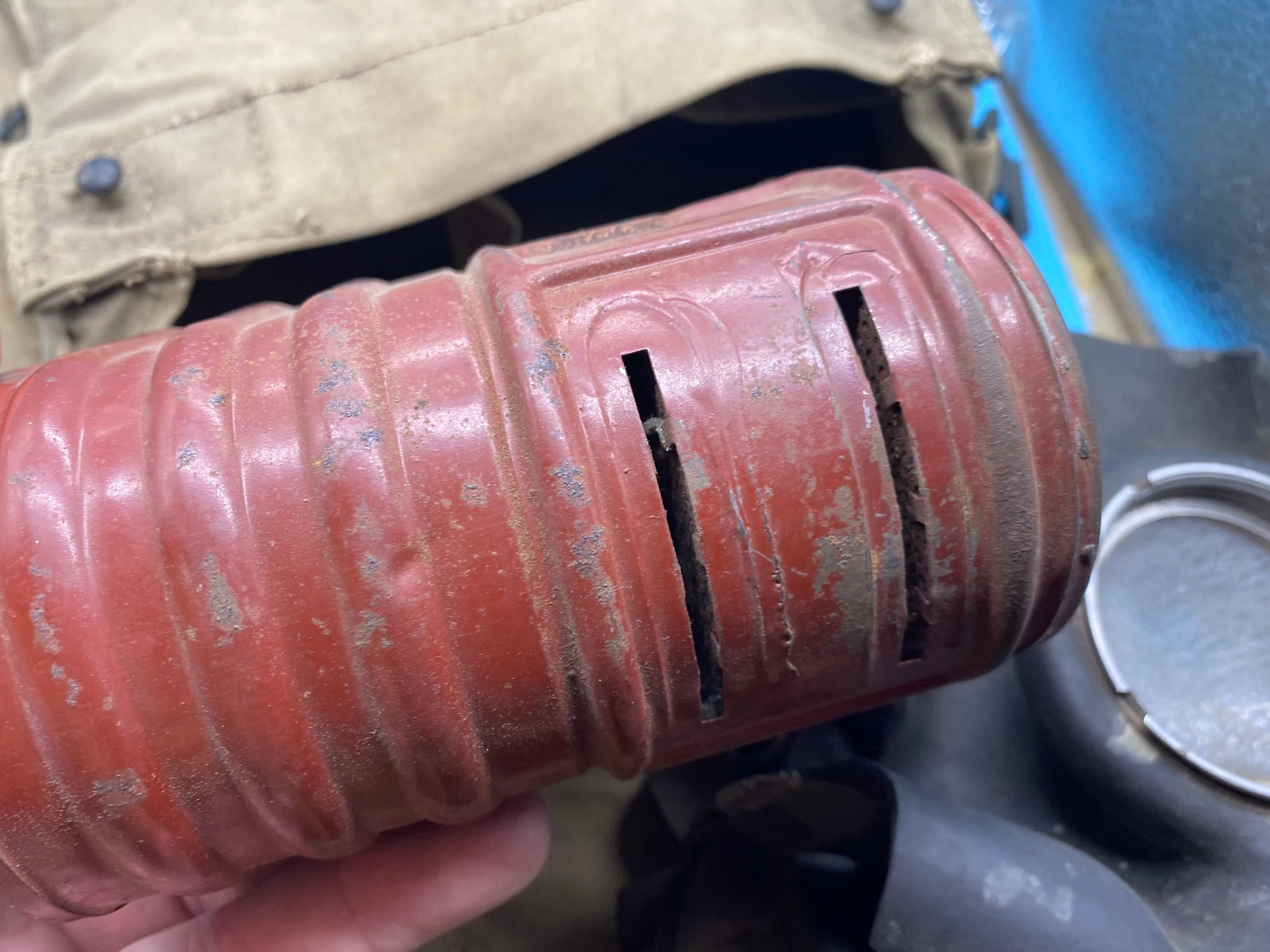 Original WW2 Dated British Army Long-Hose Gas Mask in 1941 Dated Bag