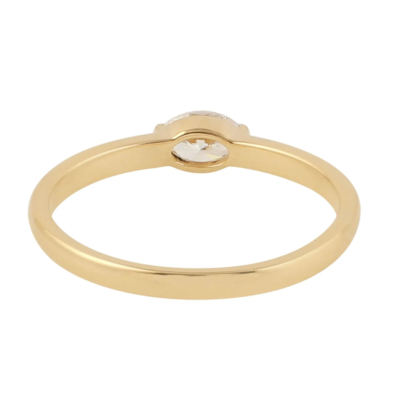 Oval Cut Rose Diamond Sleek Band Ring in 18k Yellow Gold For Her