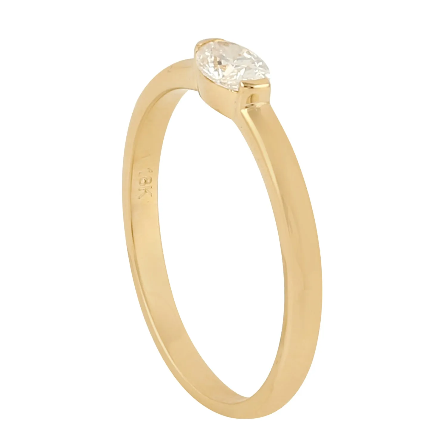 Oval Cut Rose Diamond Sleek Band Ring in 18k Yellow Gold For Her