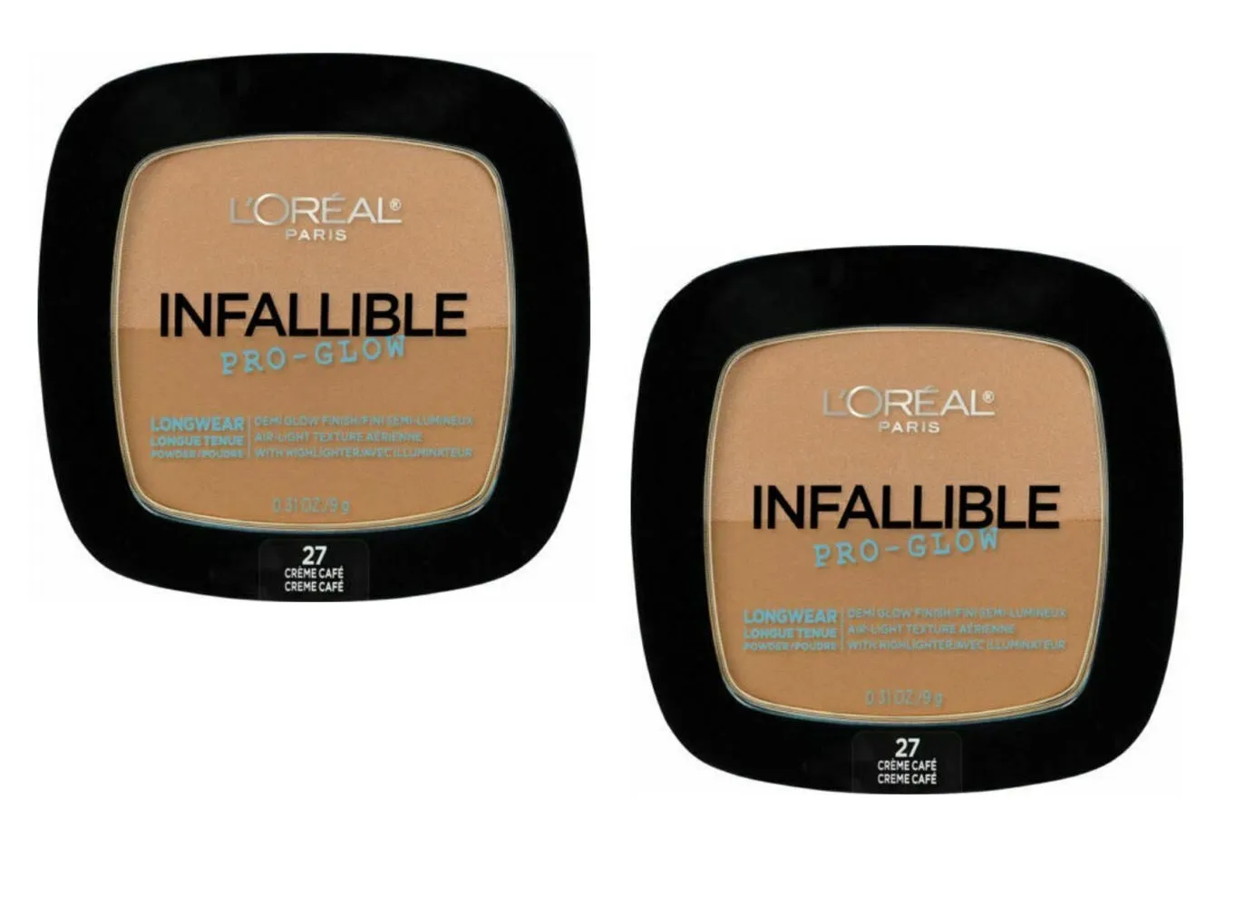 Pack of 2 L'Oreal Paris Infallible Pro Glow Lasting Glow Powder, Creme Cafe (27)