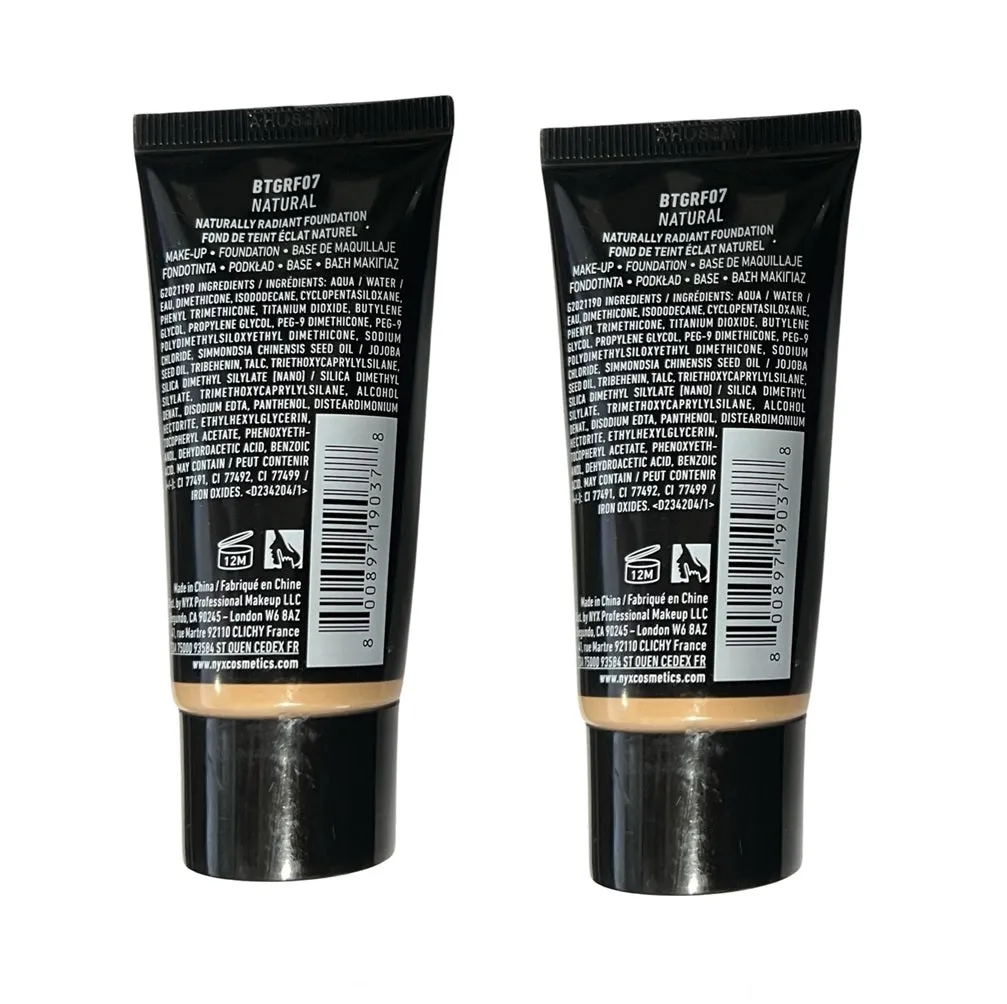 Pack of 2 NYX Born to Glow! Naturally Radiant Foundation, Natural BTGRF07