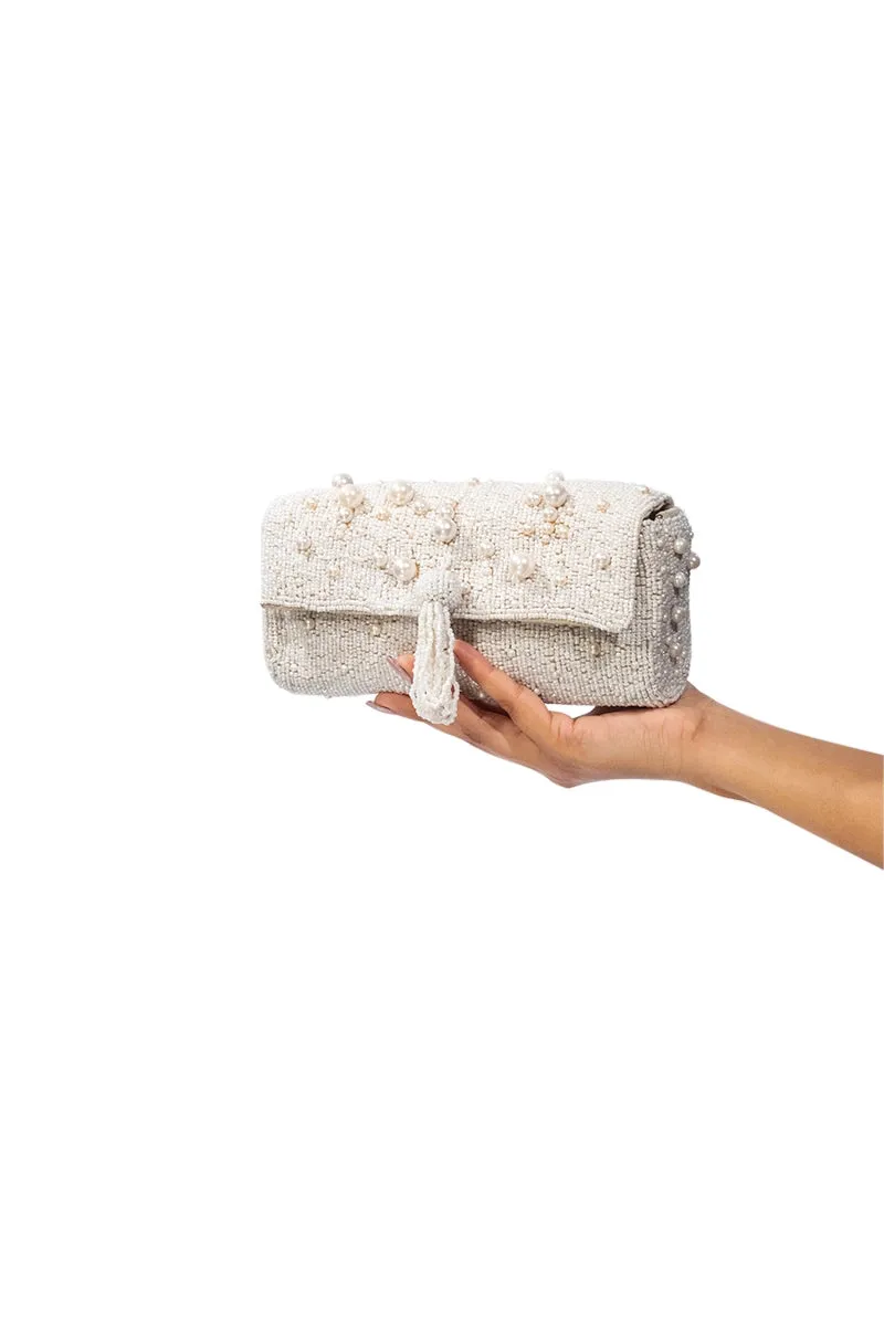 Pearl Studded Crossbody Clutch