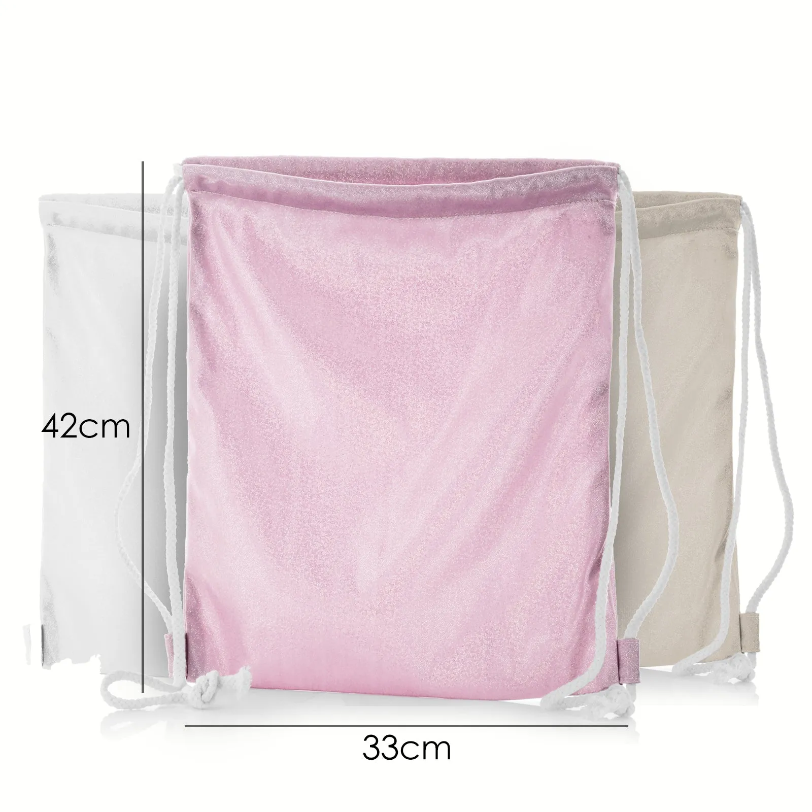Personalised Glitter Drawstring Backpack with Elephant Rain Drop Glitter Print and Cute Text