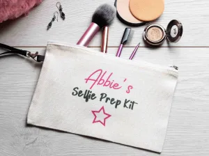 Personalised Makeup Bag, 'Selfie Prep kit'