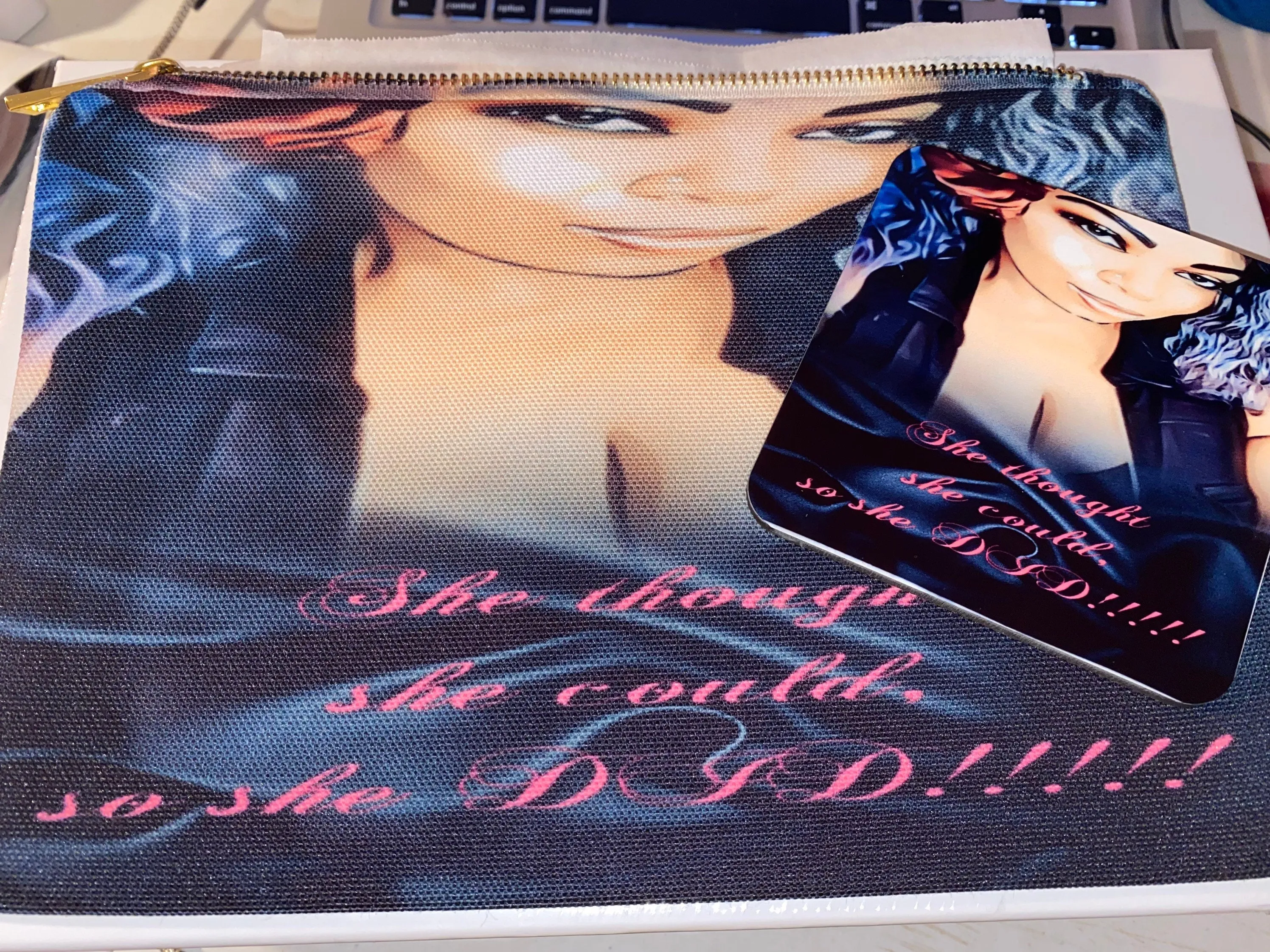 Personalized Makeup bag 6x9 in size with gold like zipper