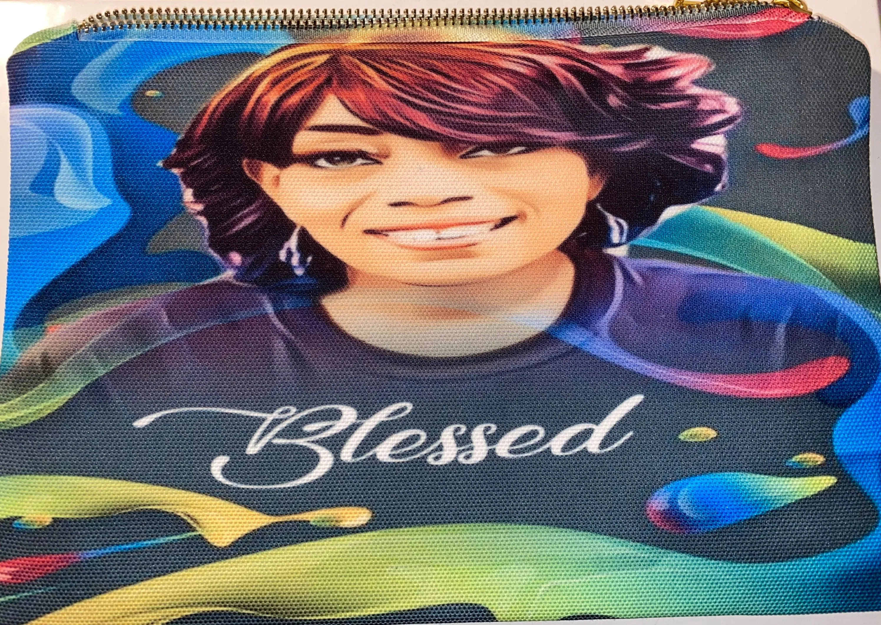 Personalized Makeup bag 6x9 in size with gold like zipper