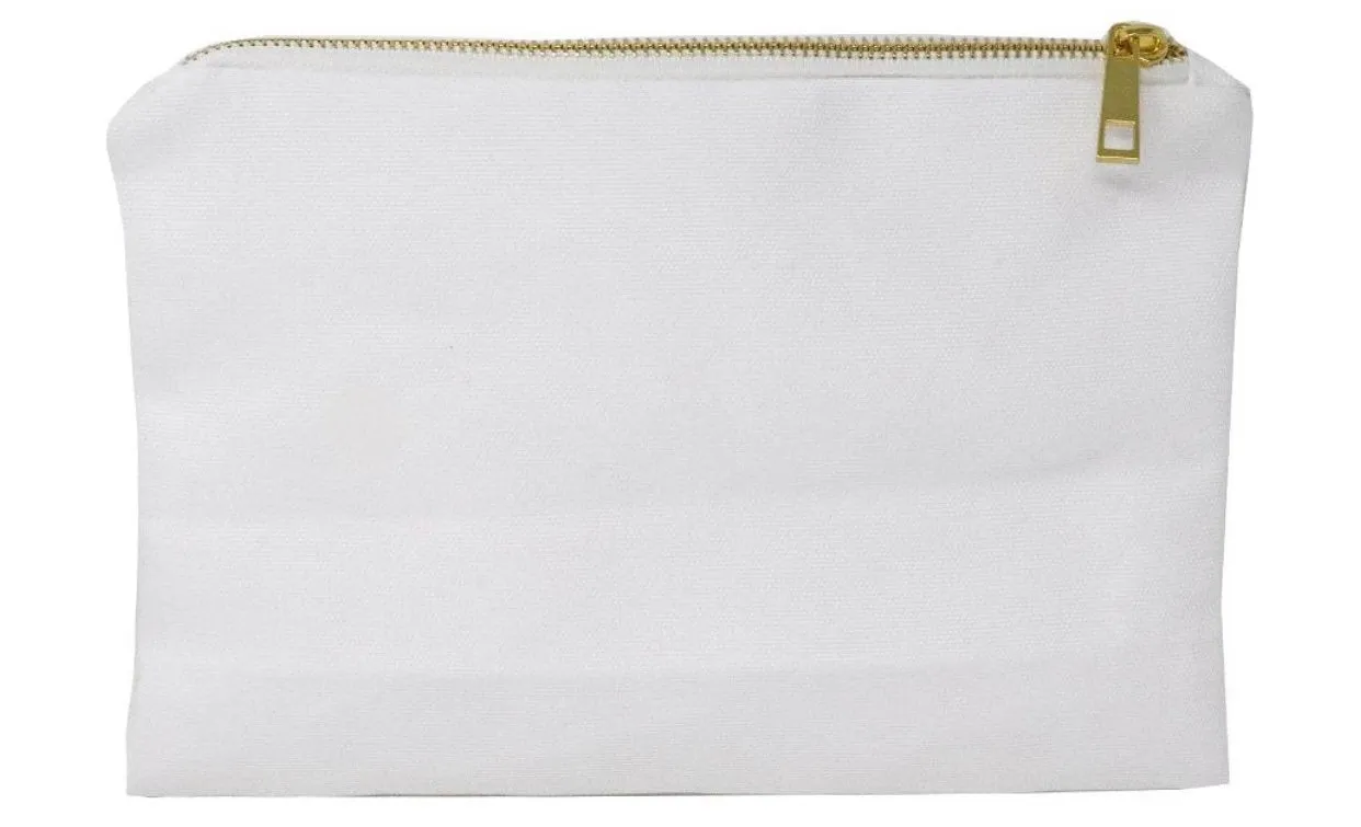 Personalized Makeup bag 6x9 in size with gold like zipper