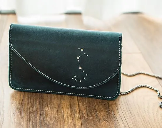 PERSONALIZED MONOGRAMMED GIFT CUSTOM HANDMADE Chain LEATHER CUTE Constellation SHOULDER BAG PURSE CROSSBODY BAG PURSE for Women