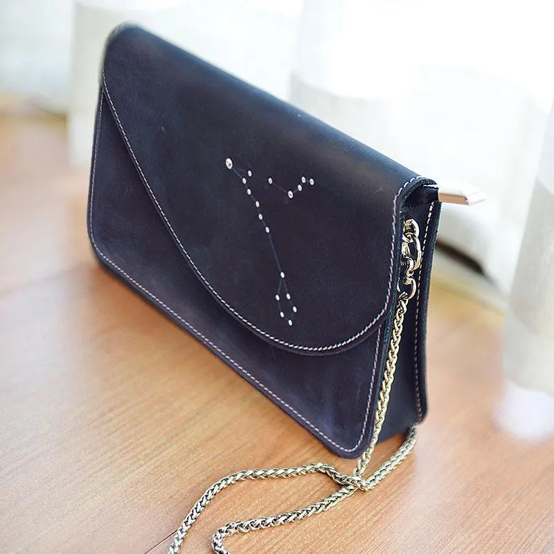 PERSONALIZED MONOGRAMMED GIFT CUSTOM HANDMADE Chain LEATHER CUTE Constellation SHOULDER BAG PURSE CROSSBODY BAG PURSE for Women