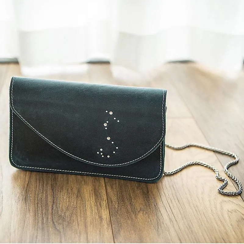 PERSONALIZED MONOGRAMMED GIFT CUSTOM HANDMADE Chain LEATHER CUTE Constellation SHOULDER BAG PURSE CROSSBODY BAG PURSE for Women