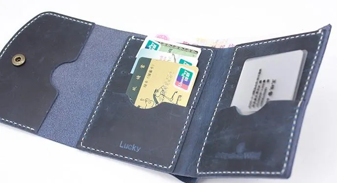 PERSONALIZED MONOGRAMMED GIFT CUSTOM Women Constellation Wallet HANDMADE LEATHER CUTE Trifold Blue Small Wallet