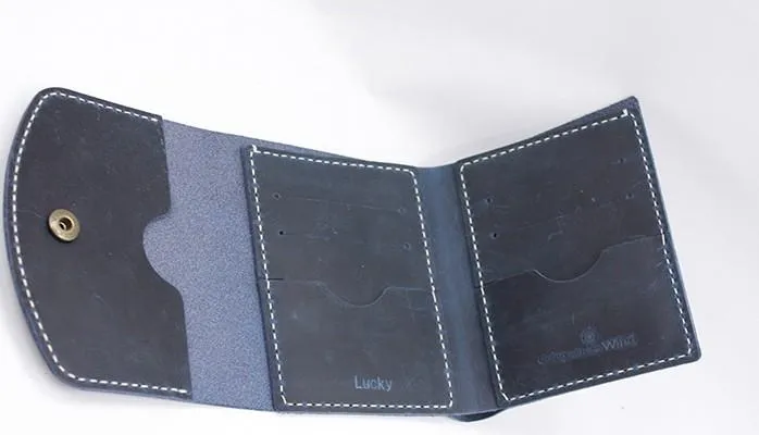 PERSONALIZED MONOGRAMMED GIFT CUSTOM Women Constellation Wallet HANDMADE LEATHER CUTE Trifold Blue Small Wallet