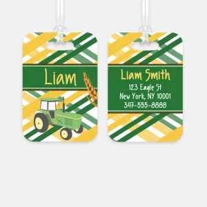 Personalized Tractor Luggage Tag, Kids Backpack Tag