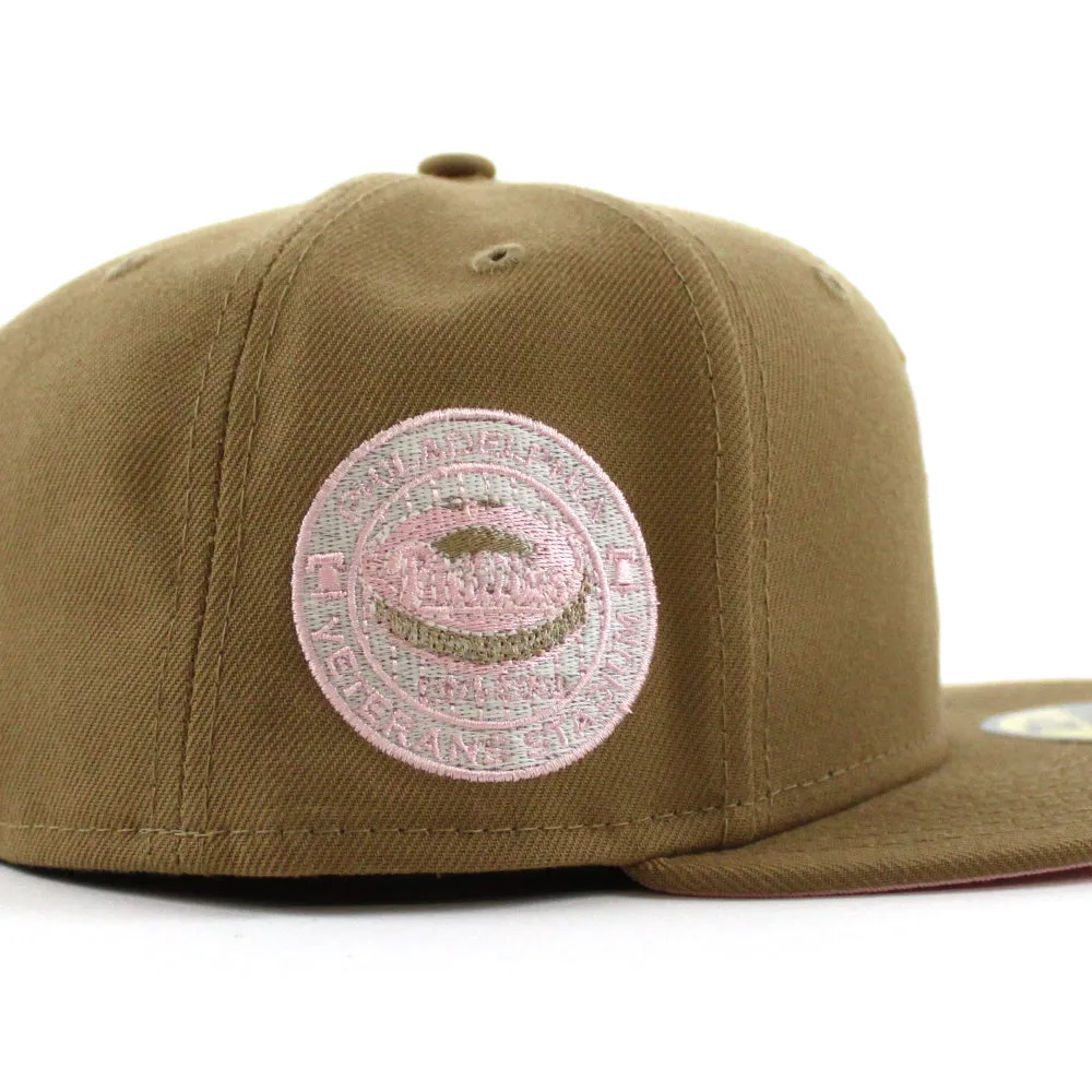 Philadelphia Phillies 1971-2003 VETERANS STADIUM 59Fifty New Era Fitted Hats (GITD Khaki Pink Under Brim)