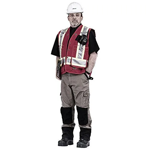 Pioneer Construction Reflective Surveyor Vest, 10 Pockets, Harness D-Ring Slot