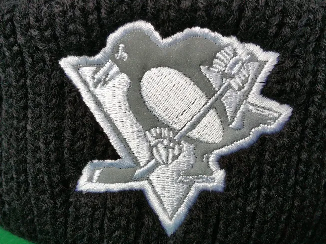 Pittsburgh Penguins Mitchell & Ness Black and White Reflective Logo NHL Toque