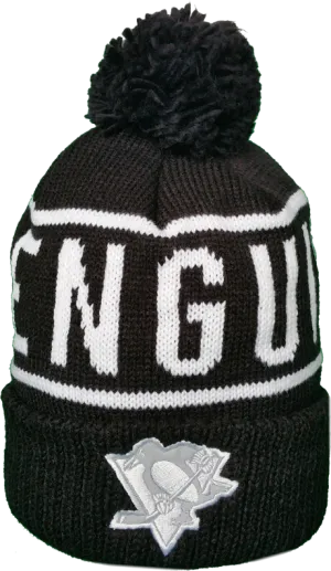 Pittsburgh Penguins Mitchell & Ness Black and White Reflective Logo NHL Toque