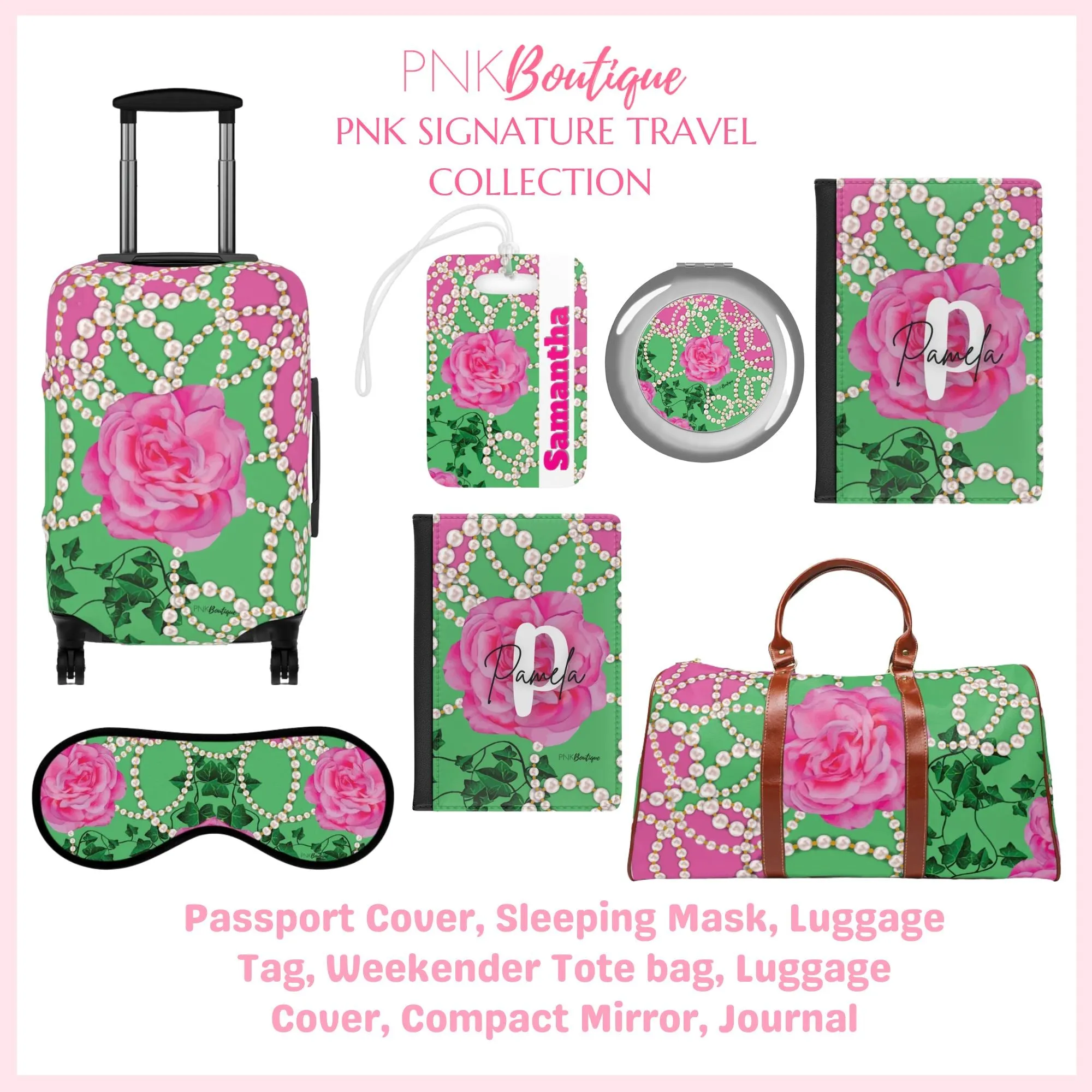 PNK Signature Pink & Green Personalized Passport Cover