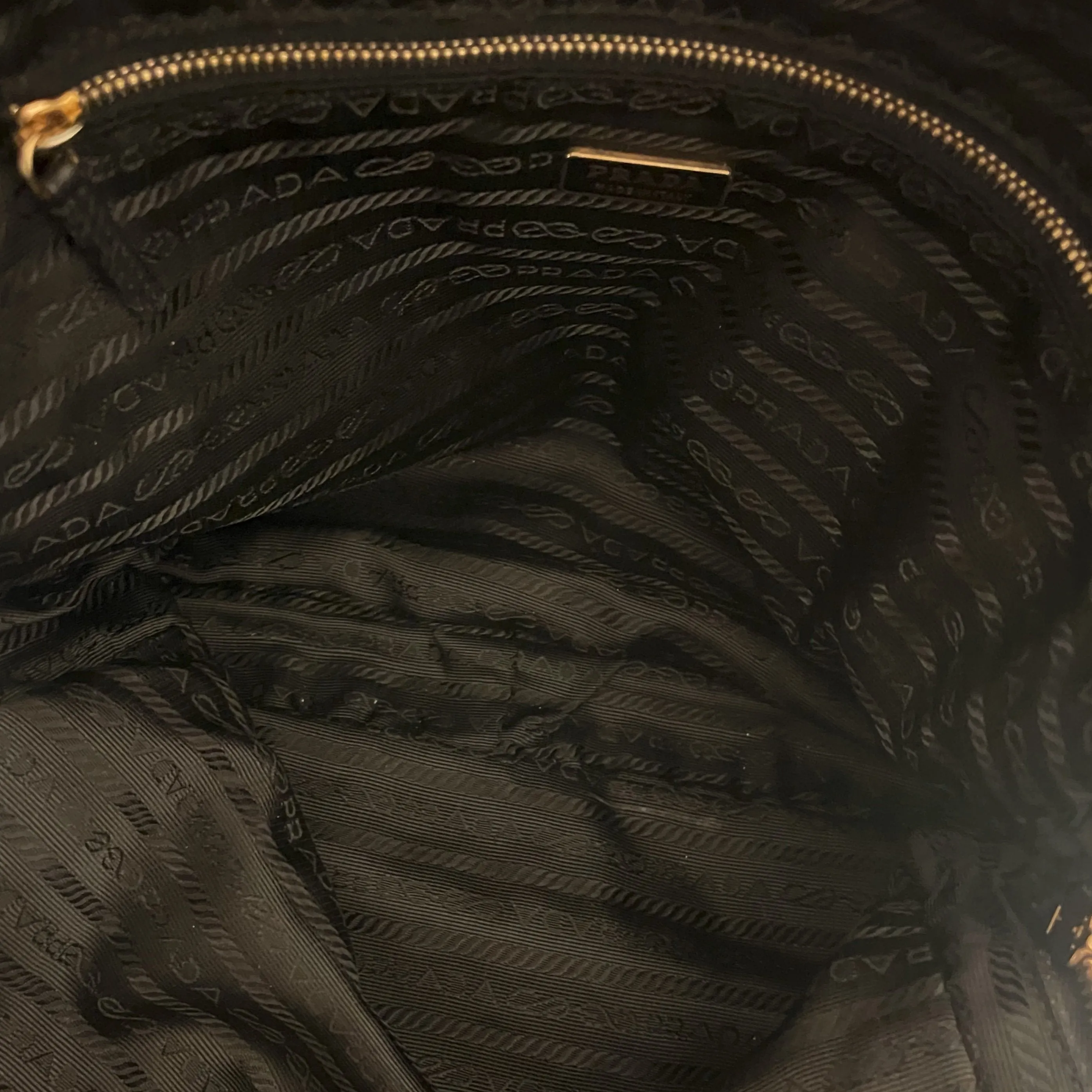 Prada Black Grommet Logo Shoulder Bag