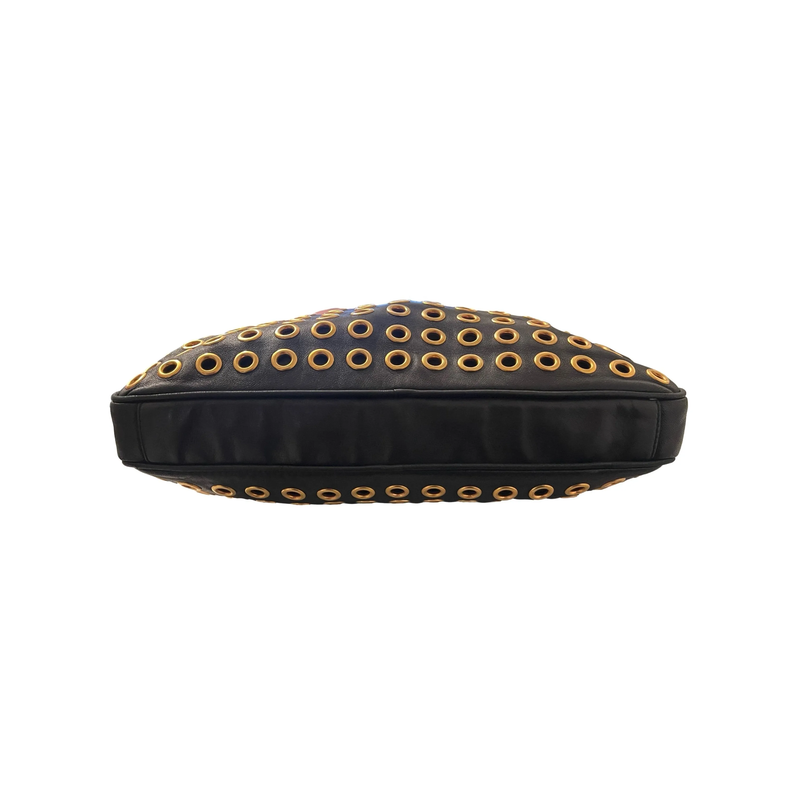 Prada Black Grommet Logo Shoulder Bag