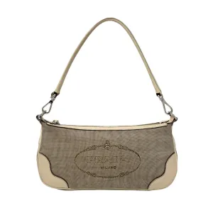 Prada Brown Canvas Logo Shoulder Bag