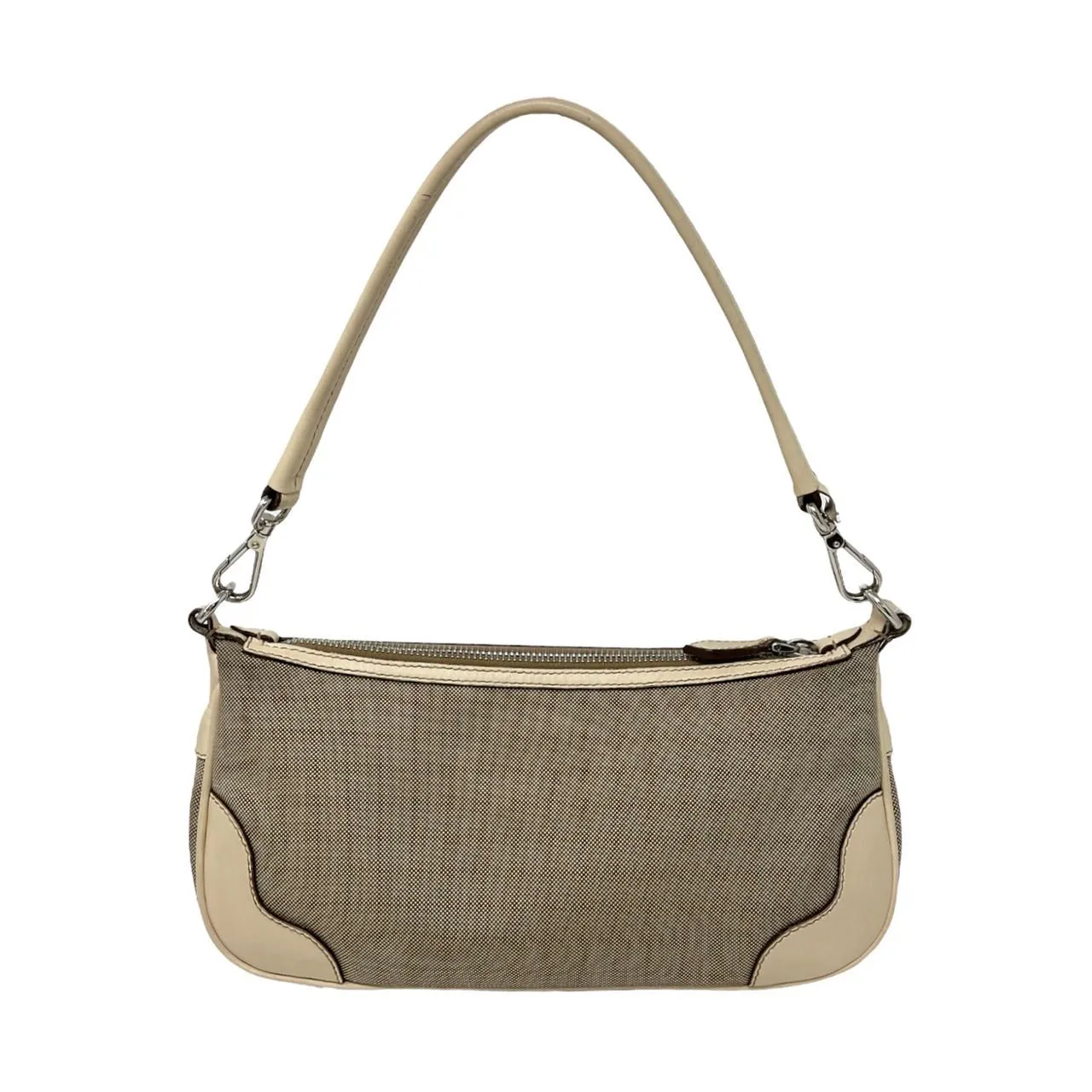 Prada Brown Canvas Logo Shoulder Bag