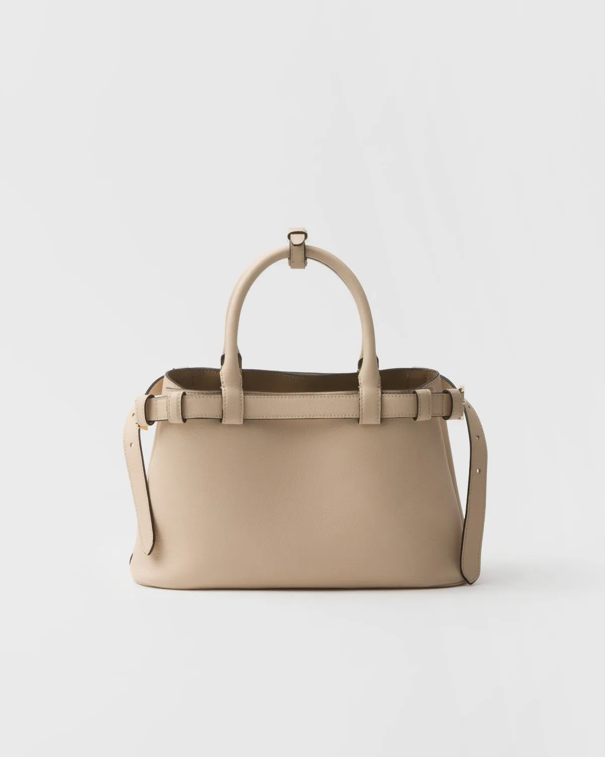 Prada Buckle Small Leather Handbag With Double Belt