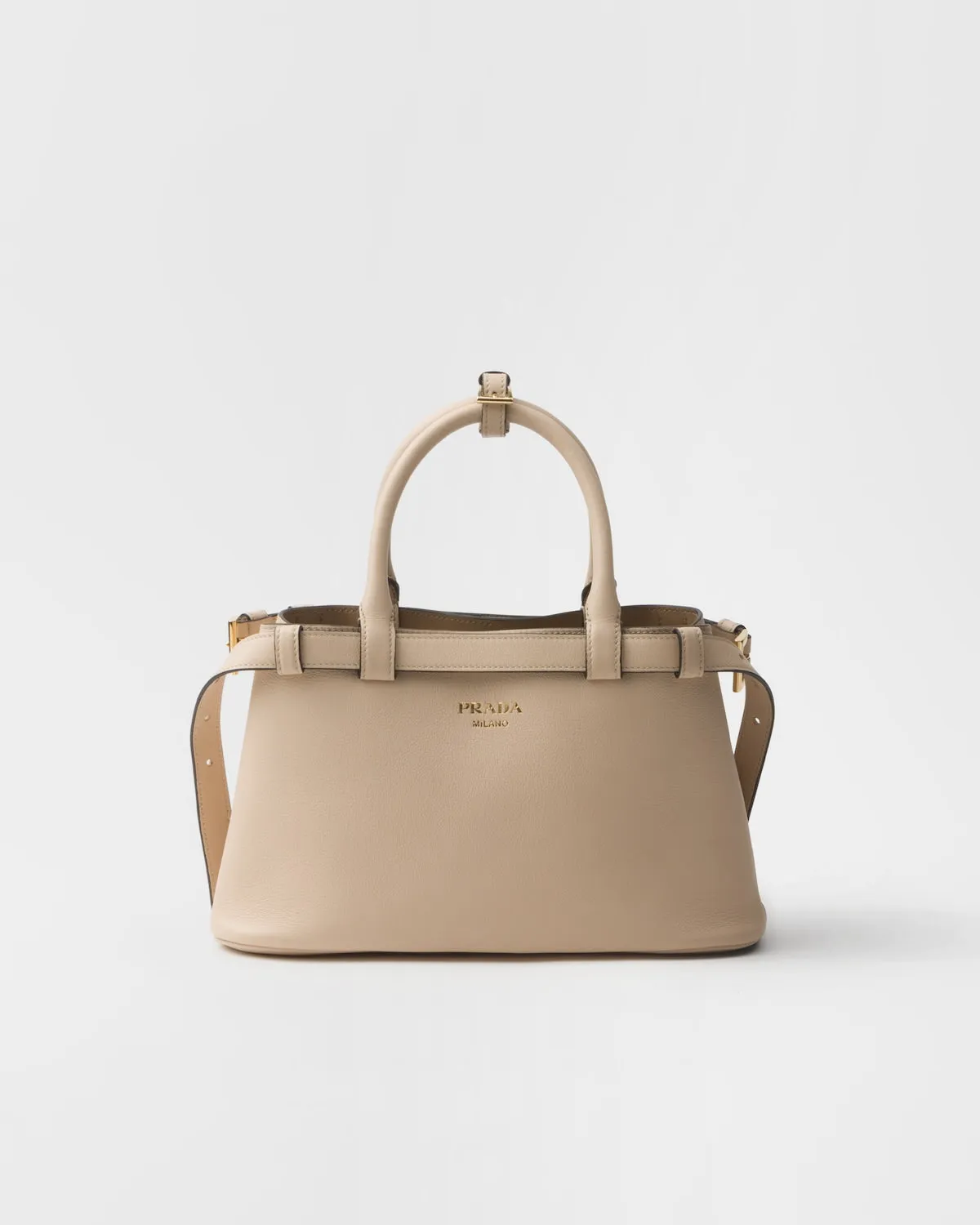 Prada Buckle Small Leather Handbag With Double Belt