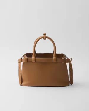 Prada Buckle Small Leather Handbag With Double Belt