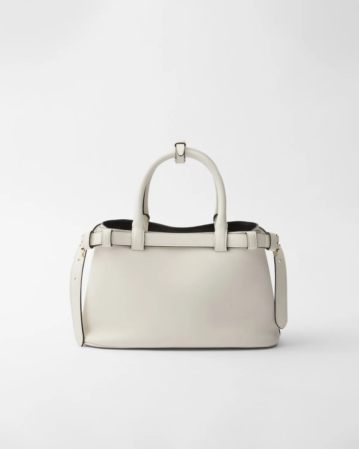 Prada Buckle Small Leather Handbag With Double Belt