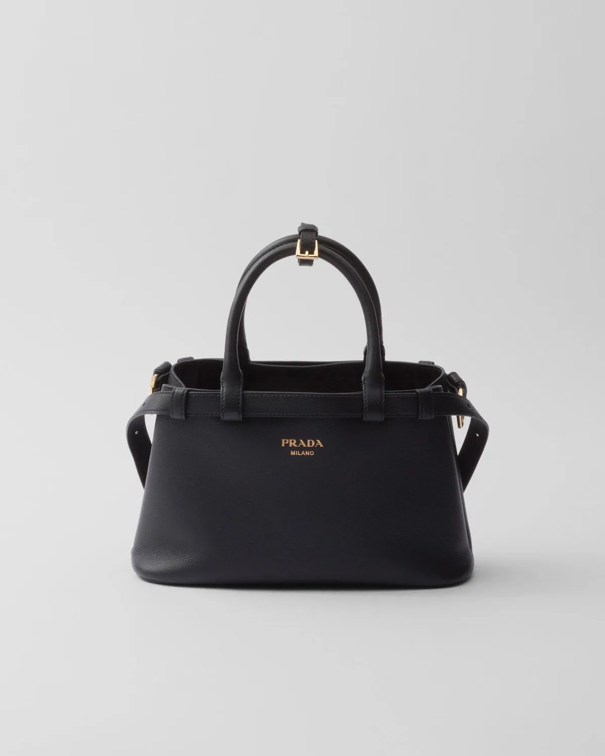 Prada Buckle Small Leather Handbag With Double Belt