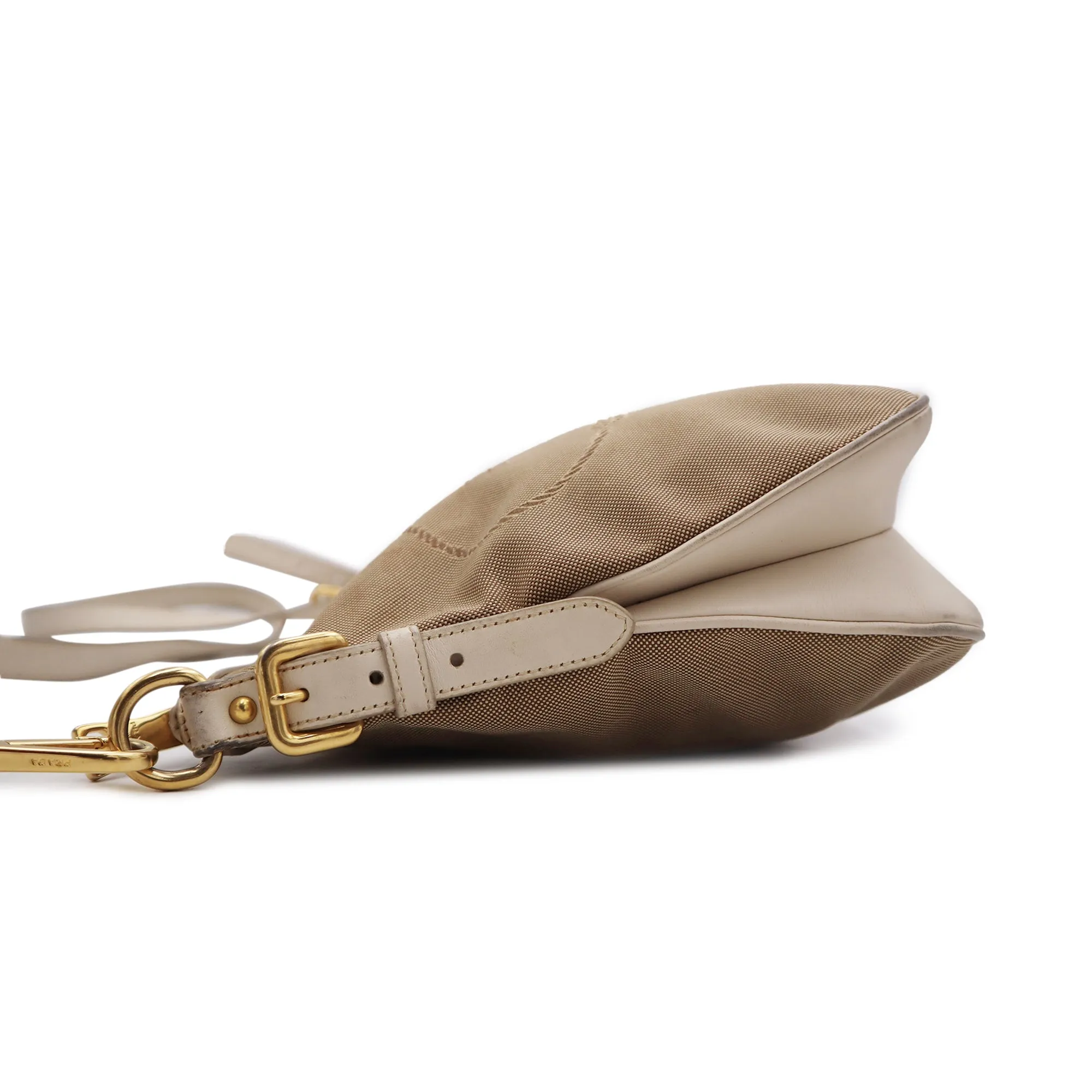 Prada Logo Jacquard Canvas Shoulder Bag