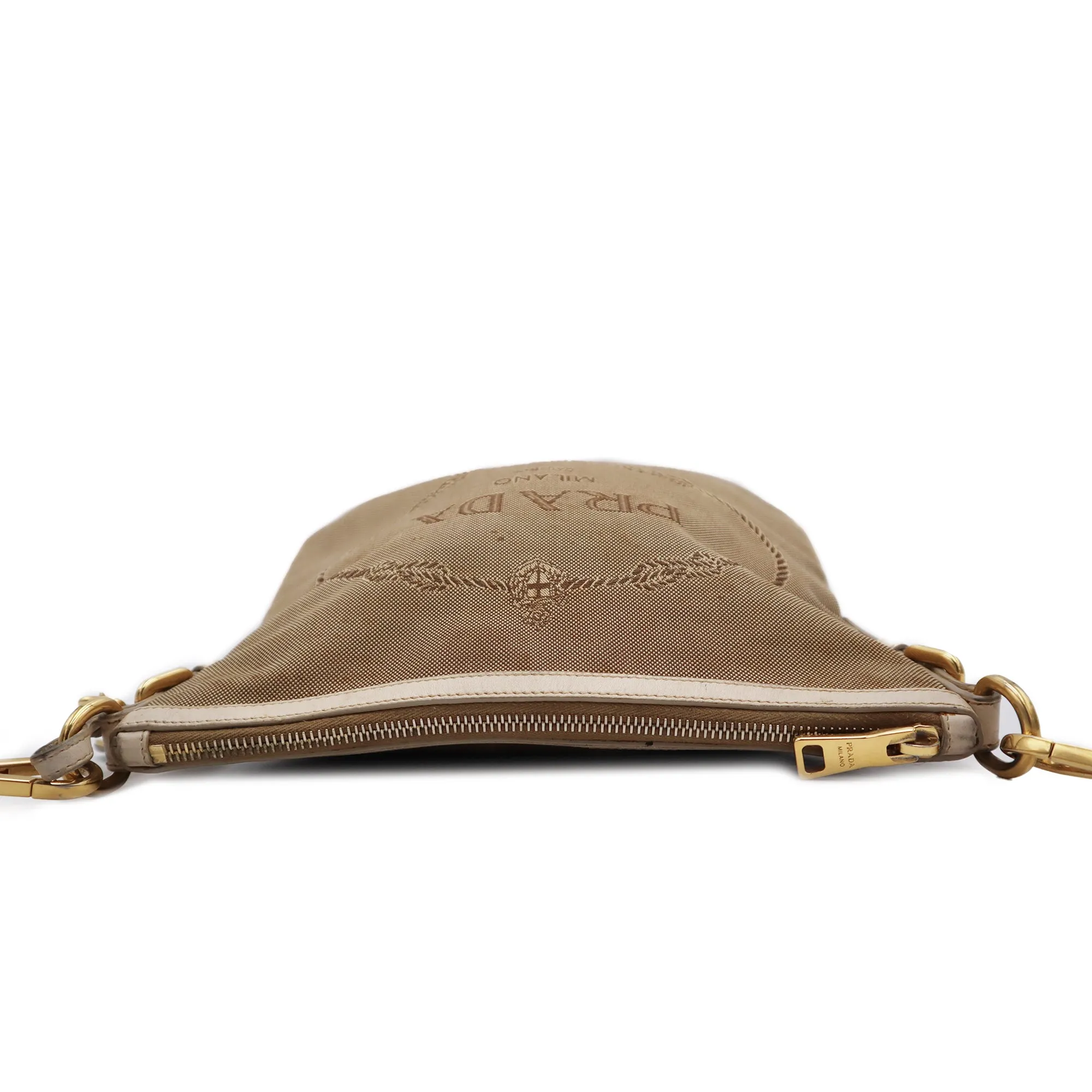 Prada Logo Jacquard Canvas Shoulder Bag