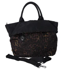 Prada Tessuto Reversible Leopard Print Nylon Tote Bag Brown