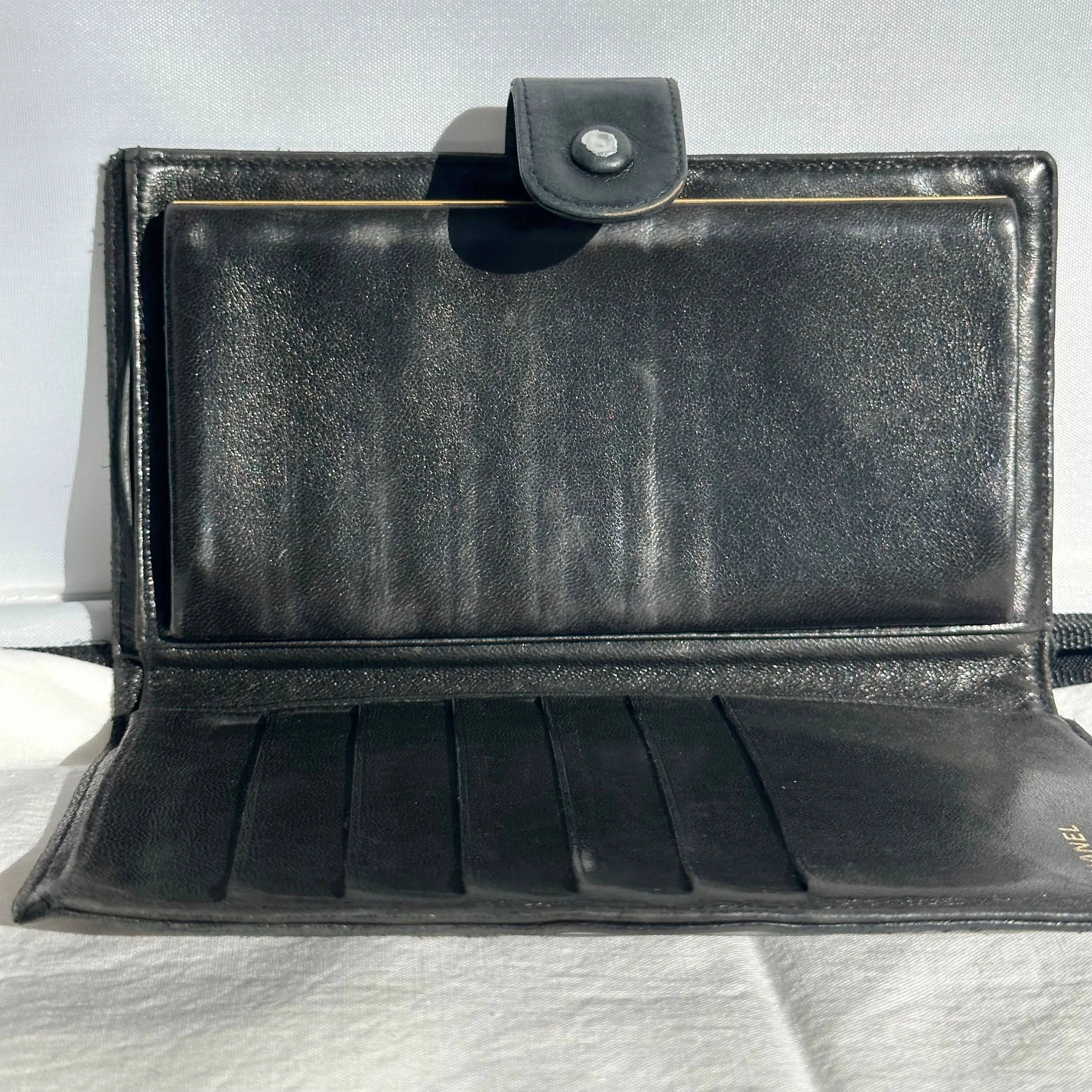 PREOWNED Chanel Long Leather Wallet in Black