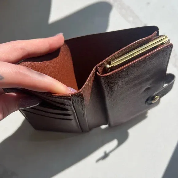 PREOWNED Louis Vuitton Brown Monogram Kiss Lock Wallet