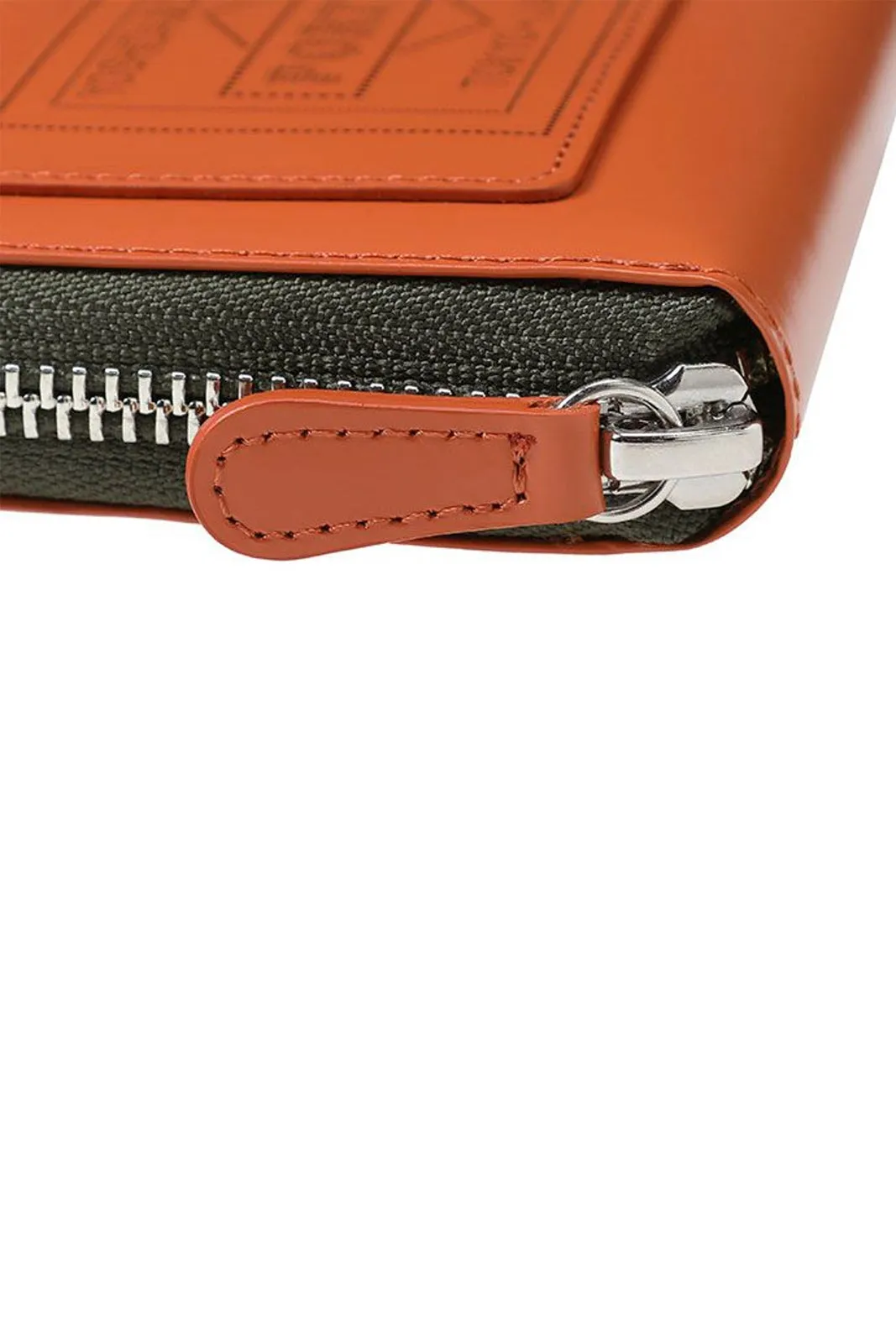 PS Leather Wallet Zip Multi Wallet(Glass Leather) Black/Orange