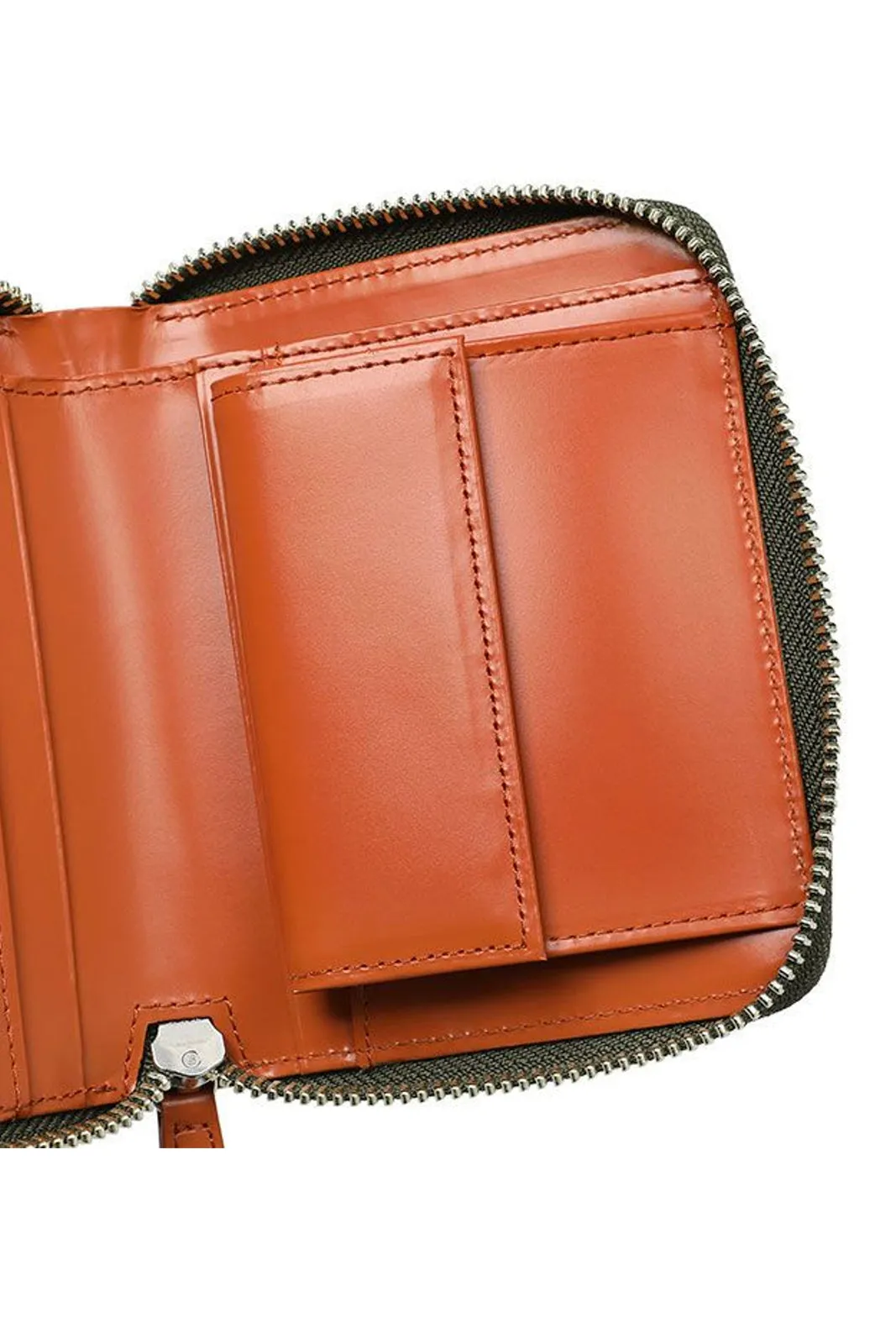 PS Leather Wallet Zip Multi Wallet(Glass Leather) Black/Orange